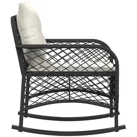 vidaXL Garten-Schaukelstuhl mit Kissen Schwarz Poly Rattan