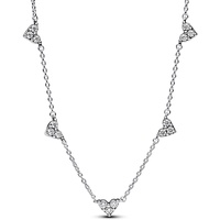 PANDORA Timeless Dreifachstein Herz Halskette aus Sterling Silber mit Zirkonia Steinen, Größe 45cm, 393160C01-45