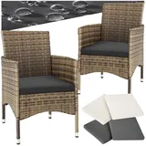Tectake Rattansessel 57 x 59 x 85 cm 2 St. inkl. Sitzbezüge 4 St. natur/dunkelgrau