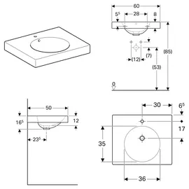 Geberit Preciosa II Waschtisch 60 x 50 cm (123260000)