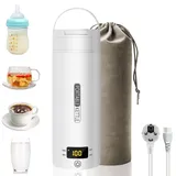 Reise Wasserkocher Klein Elektrische, 500ML/300W Tragbarer Wasserkocher Mini Wassertasse Edelstahl 316, Heizung Automatisch Abschalten,mit umkehrbarem Deckel für Tee, Kaffee, Babymilch, camping(weiß)