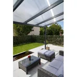 Gutta Terrassendach Premium 511 x 506 cm anthrazit/polycarbonat weiß gestreift