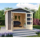 Gartenhaus Holz 28mm Gerätehaus Geräteschuppen Talkau 6 grau 274x274 cm +AKTION+