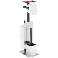 Relaxdays WC Garnitur, Toilettenpapierhalter, Toilettenbürste u. Bürstenhalter, Ablage, HBT: