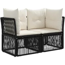 vidaXL Garten-Sofa 2-Sitzanzahl Schwarz Poly-Rattan