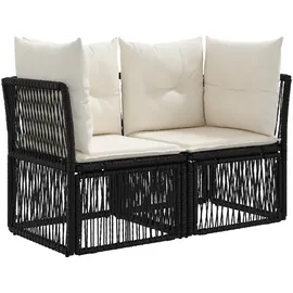 vidaXL Garten-Sofa 2-Sitzanzahl Schwarz Poly-Rattan