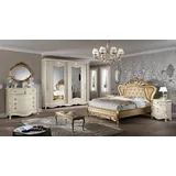 JVmoebel Schlafzimmer-Set Elegantes Schlafzimmer-Set in Weiß mit Doppelbett und Nachttischen, (Set, 3-tlg., Bett, 2x Nachttische), Made in Europa weiß