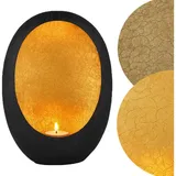 Marrakesch Orient & Mediterran Interior Marrakesch Boho Deko Aesthetic Teelichthalter Windlicht aus Metall 20 cm groß | Windlicht Calista Schwarz Gold als Garten Wohnzimmer Tisch Deko | Moderne Windlichter Kerzenhalter für Teelichter