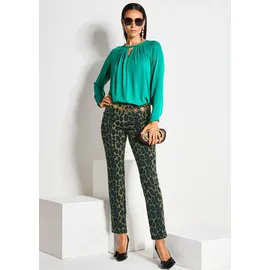 Madeleine Leggings Gerade Jersey-Leggings mit Animal-Print Petrol/Schwarz 18