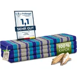 livasia Nachhaltige Klappmatratze Kapok XXL - 200x140x8cm - extrabreite Gästematratze, Faltbare Matratze doppel, ökologische Yogamatte, Gästebett klappbar, Liege Garten Balkon (Blau)