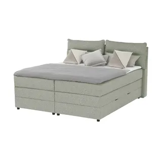 deinbett Boxspringbett mit Bettkasten ¦ grün ¦ Maße (cm): B: 193 H: 109