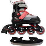 AMIGO Slide 2in1 Inline-Skates/Schlittschuhe - Inliner Rollen für Kinder, Jungen und Mädchen - Skates mit Einstellbarer Größe - Schwarz/Rot - 30-33