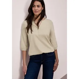 STREET ONE Tunikashirt STREET ONE, Damen, Gr. 38, beige (cotton beige), Web, 100% Baumwolle, unifarben, comfort fit normal, Rundhals, elastischer Bund, Shirts, mit 3/4 Ärmeln