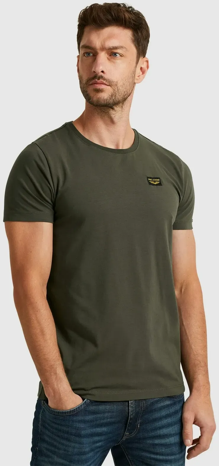 T-Shirt PME LEGEND, Herren, Gr. XL (56/58), grau, Jersey, Obermaterial: 95% Baumwolle, 5% Elasthan, unifarben, normal normal, Rundhals, gerader Abschluss, Shirts T-Shirt, mit Logobadge