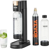 Vevor Sprudelwassergerät schwarz + 2 PET-Flaschen 1 l + CO2-Flasche