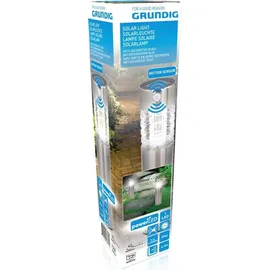 Grundig Solarleuchte Edelstahl/Glas H39cm inkl. Erdspieß/spritzwassergeschützt/silber