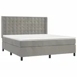 vidaXL Boxspringbett mit Matratze & LED Hellgrau 160x200 cm Samt