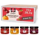 Schwartau Extra Mix-Box, Konfitüre Portionsgläser (18 x Erdbeere, 18 x Himbeere, 18 x Aprikose, 18 x Kirsche), 72 x 28,3g