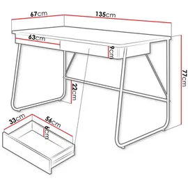 Mirjan24 Schreibtisch Match 2S Schwarz