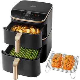 COSORI CAF-DC123S-DDER Turbo Tower Pro Smart Heißluftfritteuse 2630 Watt Dunkelgrau/Gold