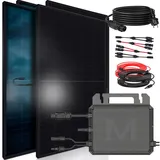 SUNNIVA 1840W Balkonkraftwerk BIFAZIAL FULLBLACK komplett Steckdose MARSTEK 800Watt Wechselrichter, PV Solaranlage Komplettset, 4x460W N-Type Glas-Glas Bifacial Solarmodule, 5m Kabel, 4x1m Solarkabel