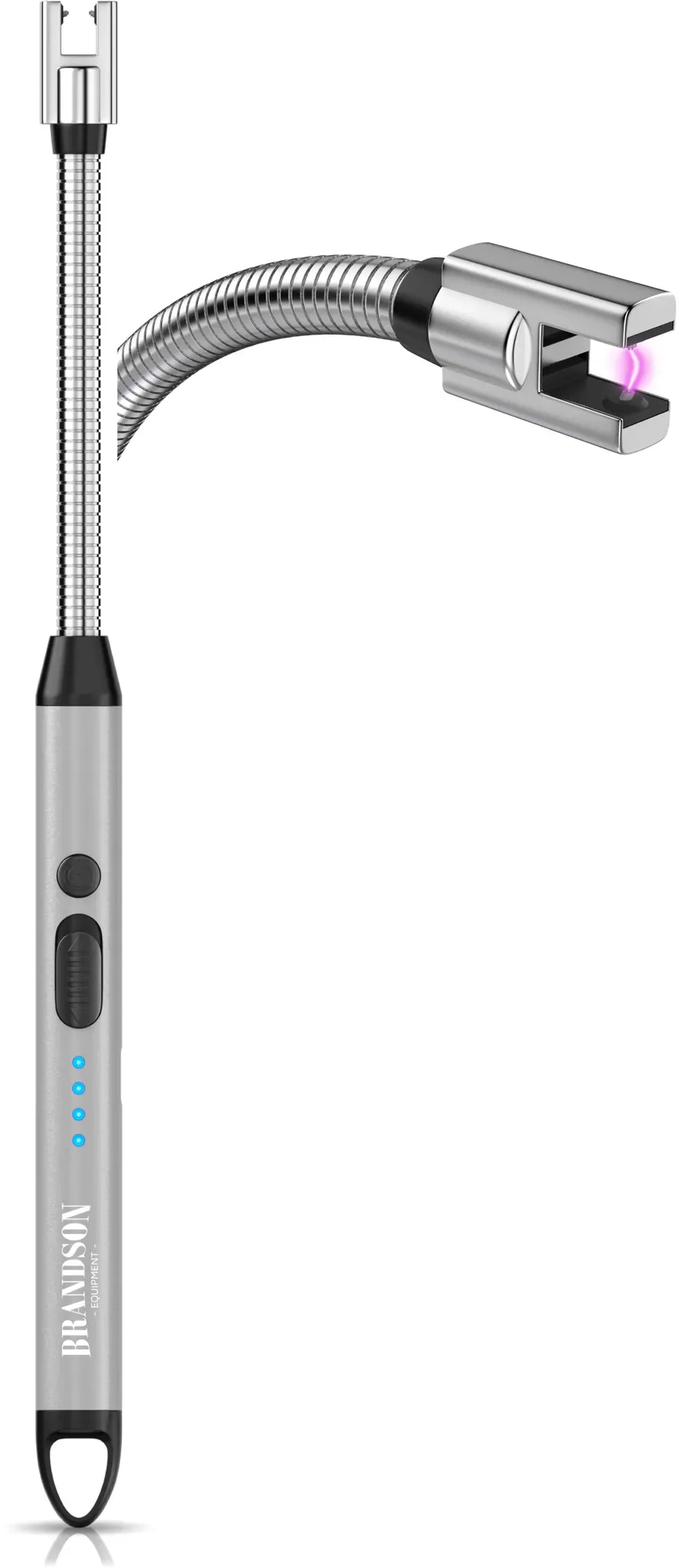 USB-C-Stabfeuerzeug mit flexiblem Hals Silber/Schwarz