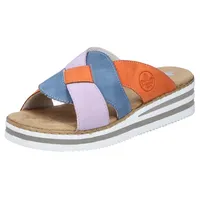 Rieker Pantolette, Sommerschuh, Strandschuh, Hausschuh mit zweifarbiger Plateausohle
