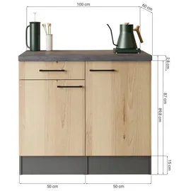 Respekta Buffetschrank Oliver 100 x 90 x 60 cm Grau/Grün