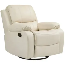 Homcom Relaxsessel Fernsehsessel mit Liegefunktion, Fußstütze, Drehbar TV-Sessel mit Taschenfederkernsystem für Wohnzimmer, Schlafzimmer, Creme