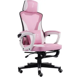 Trisens Gaming Stuhl im modernen Racing-Design mit einklappbarer Fußstütze - Gaming Chair mit flexiblen Armlehnen - ergonomischer Gaming Schreibtischstuhl mit extra Stützkissen