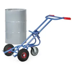 Fasskarre 206, Vollgummireifen mit Stützrad, Tragkraft 300kg - blau