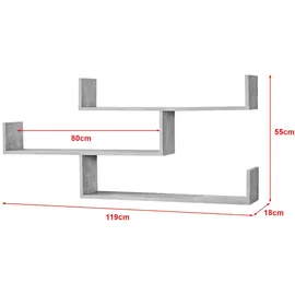 [en.casa] Wandregal Grimstad 119 x 18 x 55 cm Betonoptik