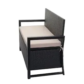 Mendler HWC-F39 2er Sitzbank 120 x 60 x 85 cm Beige