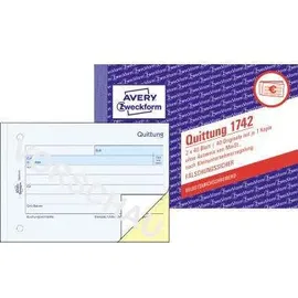 Avery Zweckform Formularbuch Quittung A6 quer 2x40 Blatt Gelb/Weiß