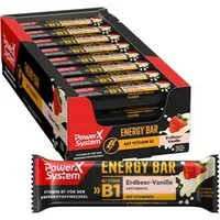 Power-System Proteinriegel Energy Bar, 24 Riegel, Erdbeer-Vanille, je 35g, pro Riegel 4,4g Protein