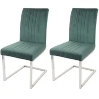 Mendler 2er-Set Freischwinger HWC-L14, Besucherstuhl Konferenzstuhl Stuhl, Samt Edelstahl