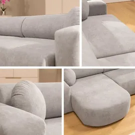 Mirjan24 Ecksofa Nicelo, Wohnzimmer L-Form mit Bettkasten und Schlaffunktion, Dekorative Kissen-Set, Seite universal (Farbe: Velo 635) - Grau