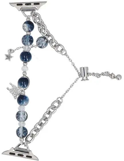 Neue Armbanduhr GlacierX Slider Clasp Layered Charm Bracelet Nightfall Silver für Apple Watch 38/40/41mm Silber-blau