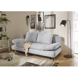 Schlafsofa ED EXCITING DESIGN "Sunny", grau (hellgrau), B:212cm H:88cm T:101cm, 92% Polyester, 8% Nylon, Sofas, mit Bettfunktion, Armteilverstellung, Bettkasten sowie Rückenkissen