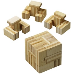 Philos Spiel, Slide-Cube - Bambus - 4 Puzzleteile - Denkspiel - Geduldspiel