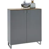 Dieter Knoll Schuhschrank, Grau, Eiche, Metall, Eiche, furniert, 3 Fächer, 93x104x36 cm, erweiterbar, Typenauswahl, Beimöbel erhältlich, Garderobe, Schuhaufbewahrung, Schuhschränke