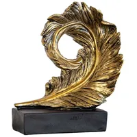 Idyl Moderne Skulptur Figur Resin Feder auf Sockel | goldfb. | Masse: 30x20x11 cm | Material: Polyresin (Kunststein) | Dekoration für den Wohnbereich