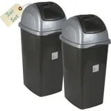 GarPet 2x Mülleimer Schwingdeckel Mülleimer Küche 60l Groß Schwingeimer Mülltrenner Abfalleimer Küche Mülleimer mit Deckel Küchenabfalleimer