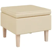 VidaXL Hocker mit Holzbeinen Creme Stoff