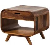 MASSIVMOEBEL24.DE Couchtisch Mailand Dunkelbraun Sheesham 60 x 50 x 50 cm