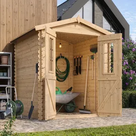 TIMBELA Gartenhaus M320C+M320G 1,96 x 1,86 m Beige