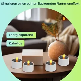 casativo-lighting 4er-Set Solar-LED-Teelichter 11,0 cm inkl. Dämmerungssensor weiß