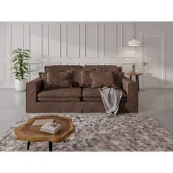 4-Sitzer HOME AFFAIRE "ALISSAS mit vielen Kissen, Biesen an den Kissen", braun, B:240cm H:94cm T:146cm, 92% Polyester, 8% Nylon, Sofas, Hussenoptik, mit kleinen Taschen an der Seite zum Verstauen
