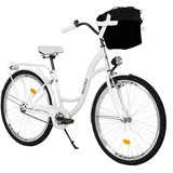 Milord Komfort Stadtfahrrad Fahrrad mit Korb Damenfahrrad, 26 Zoll, Weiß, 1-Gang - Weiß