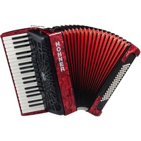 Hohner Bravo Line Facelift III Chromatisches Piano-Akkordeon mit Tasche 80 Bass rot